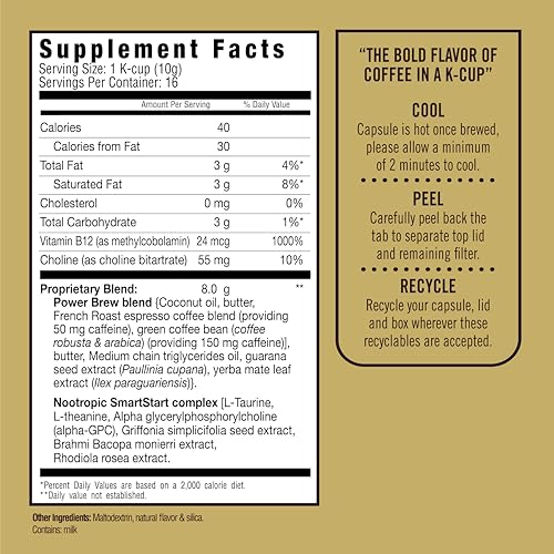 Rapidfire Smart-Brew Nootropics Coffee Pods - High Performance Infused Concentrate  Supports Energy and Brain Function  16 Count
