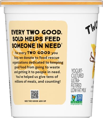 Too Good & Co. Vanilla Flavored Lower Sugar, Low Fat Greek Yogurt Cultured Product, 32 OZ Tub