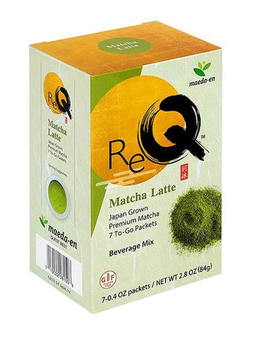 MAEDA-EN Re-Q Matcha Latte Green Tea Powder 7 Packets Japanese Origin Hot or Iced Drink Creamy Flavor Individually Wrapped 08150