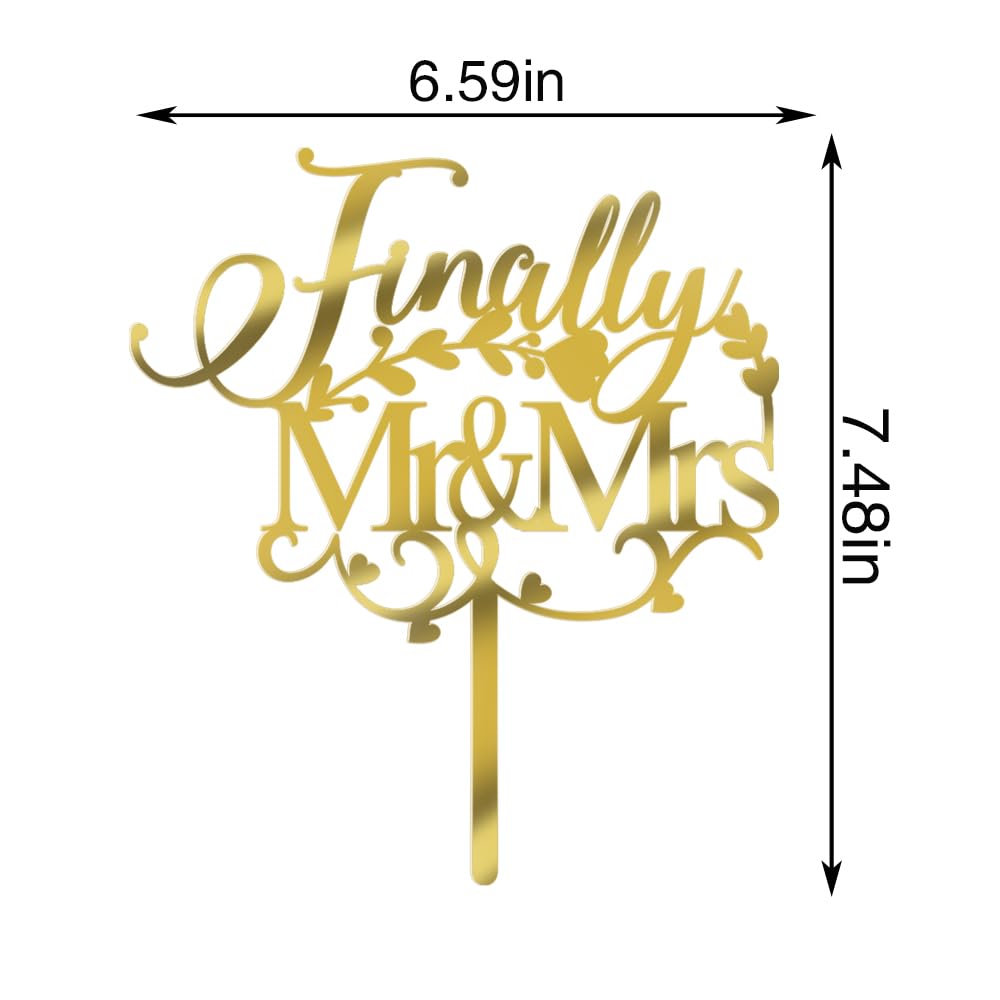 Qertesl Future Mr And Mrs Cake Topper,Acrylic Bridal Shower Cake Pick Decorations- For Wedding Engagement Theme Party Decoration