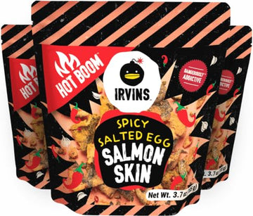 Irvins Hot Boom Salted Egg Salmon Skins, 3.7 Ounce (Pack Of 3)