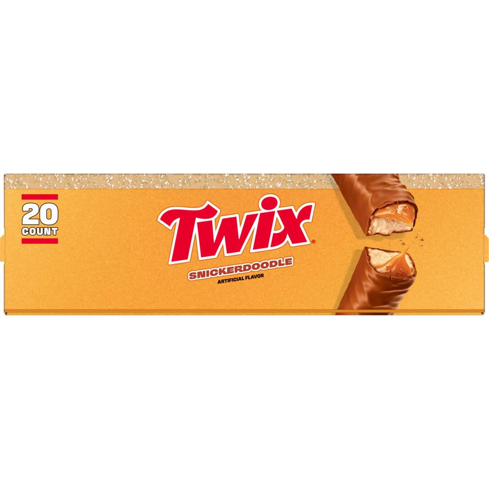 TWIX Snickerdoodle CookieChocolate Candy Bars  Nostalgic Cookie Cinnamon Caramel  Shortbread Cookie Milk Chocolate Bars  1.4 Oz (Pack of 20); Individually Wrapped Snacks