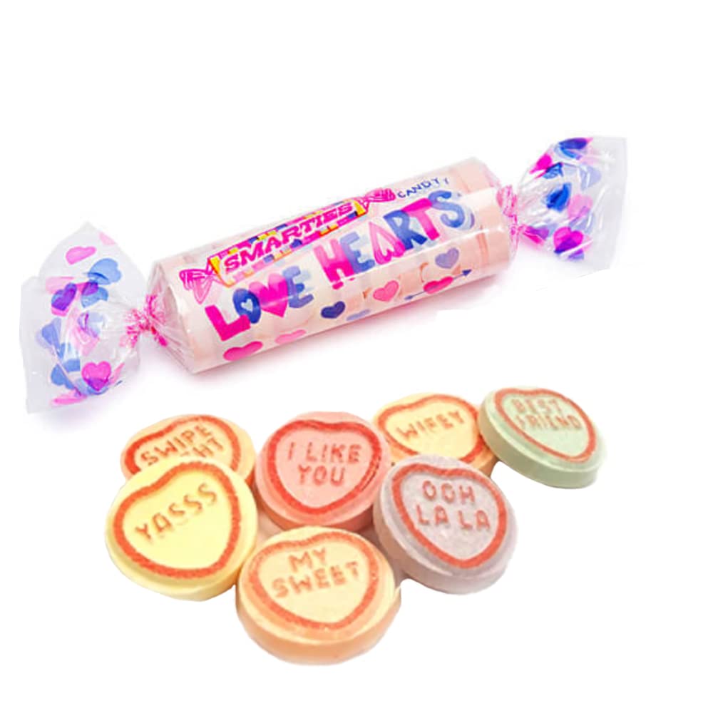 Valentine'S Smarties Love Hearts Hard Candy Roll, Heart Shaped Assorted Candies, Individually Wrapped Roll (Half-Pound)