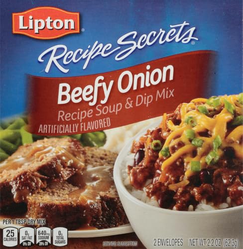 Lipton Recipe Secrets Soup and Dip Mix For a Delicious Meal Beefy Onion Flavor Great With Your Favorite Recipes 2.2 oz 2 Count