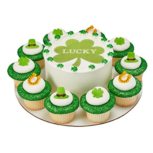 Good Luck Clover, Horseshoe, And Irish Hat Edible Sugar Cake Toppers, 12 Count