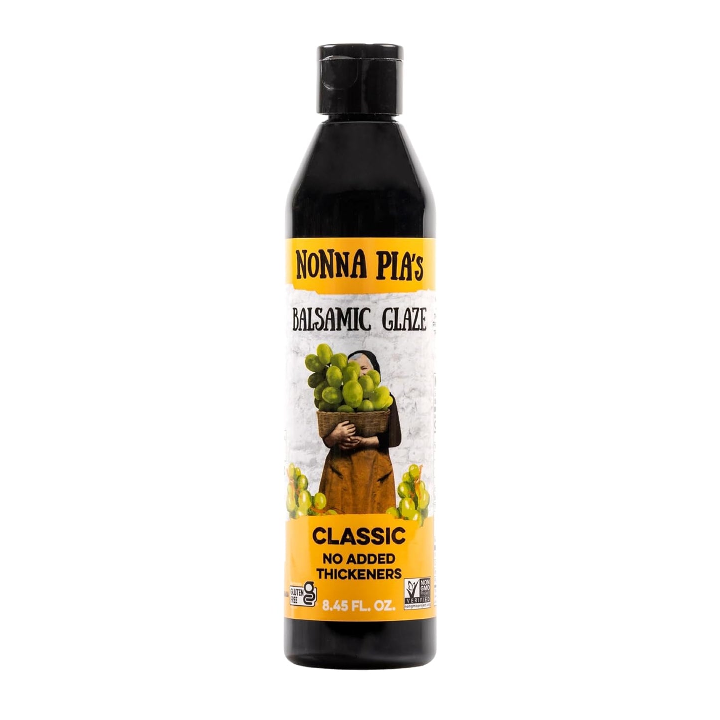 Nonna Pias Classic Balsamic Glaze - Igp Certified Balsamic Vinegar Glaze From Modena - Thick  Velvety Balsamic Glaze Drizzle For Meat  Salads  Veggies - Non-Gmo  Gluten-Free - 8.45Oz (Pack Of 1)