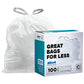 Plasticplace Simplehuman (X) Code C Compatible White Drawstring Garbage Liners 2.6-3.2 Gallon / 10-12 Liter, 100 Count
