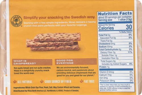 Wasa Crispbread Whole Grain, 9.2 Ounce (Pack of 4), Model 033617000026