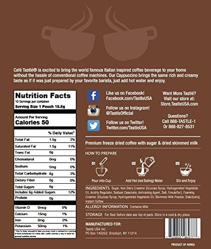 Cafe Tastl   Single Serve Cappuccino Coffee, 10 Count