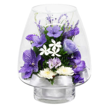 FIORA LIVING FLOWER Fiora Flower Orchids | Purple | 8 Glass Vase | Model 70259 | Long Lasting, Allergy Free, Odor Resistant