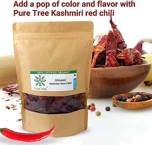 Pure Tree Certified Organic Kashmiri Lal Mirch | 100 Gm | Red Chilli Whole | Sabut Lal Mirch | Kashmiri Chilli Lal Mirch Whole S