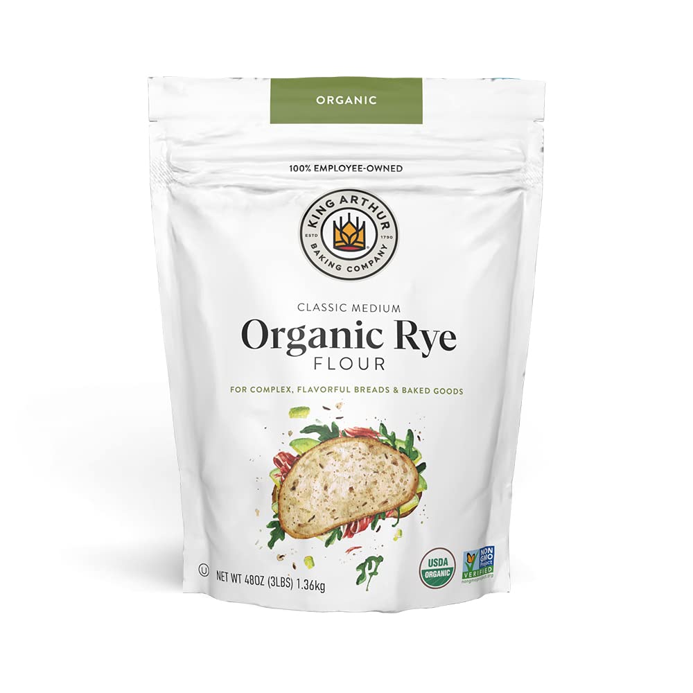 King Arthur Flour Organic Medium Rye Flour for complex Flavorful Breads & Baked goods, 100% Organic Non-gMO Project Verified, 3