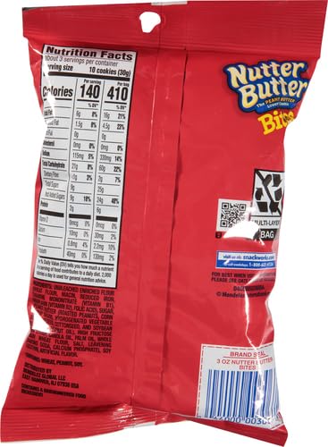 NABISCO Nutter Butter Bites Cookies, 3-Ounce (Pack of 12), Delicious Snack Treat