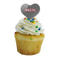 GRAPHICS & MORE Cupcake Picks Set of 6, Acrylic, University of Northwestern Ohio Secondary Logo, Heart Love Design