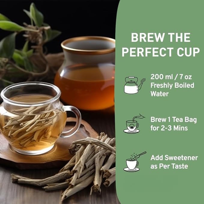 HANDPICK  Ashwagandha Root Tea (100 tea Bags) - Herbal dietary product - For Health & Wellbeing - With Antioxidants & Minerals - Caffeine Free  Gluten Free  Packed in Ecofriendly Tea Bags