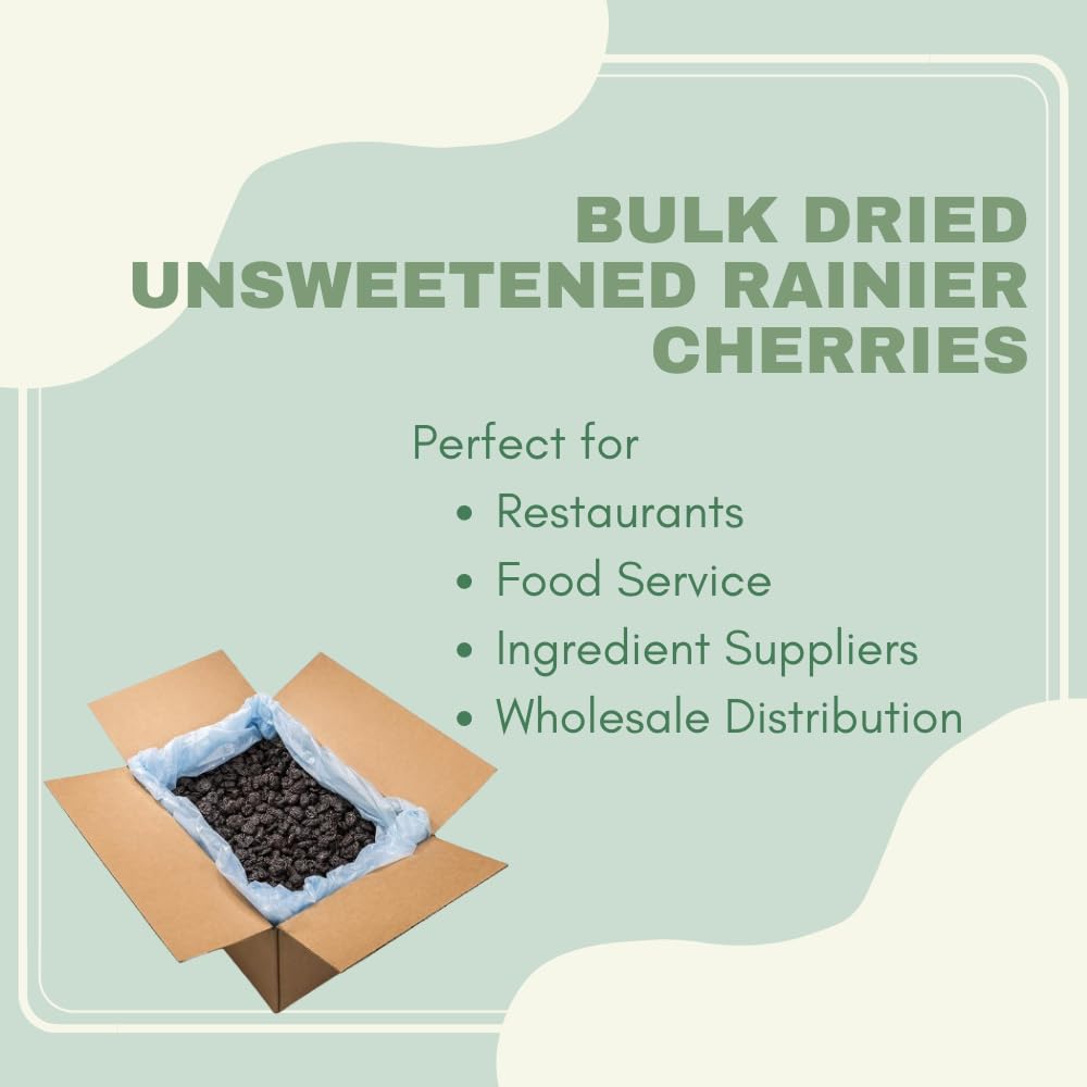 Sunrise Fresh Dried Fruit Company Unsweetened, No Sugar Added Dried Rainier Cherries, 5Lb Bulk Box With Resealable Bag