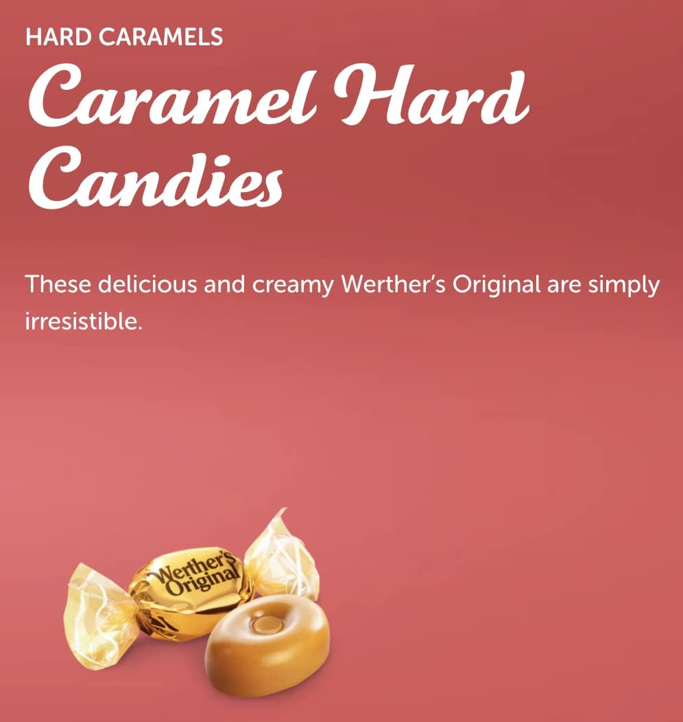 Werthers Original Hard Caramel Candy 39.75Oz (2Pk) Bulk Bag Individually Wrapped W/Cc Sweets & Snacks Bag Clip