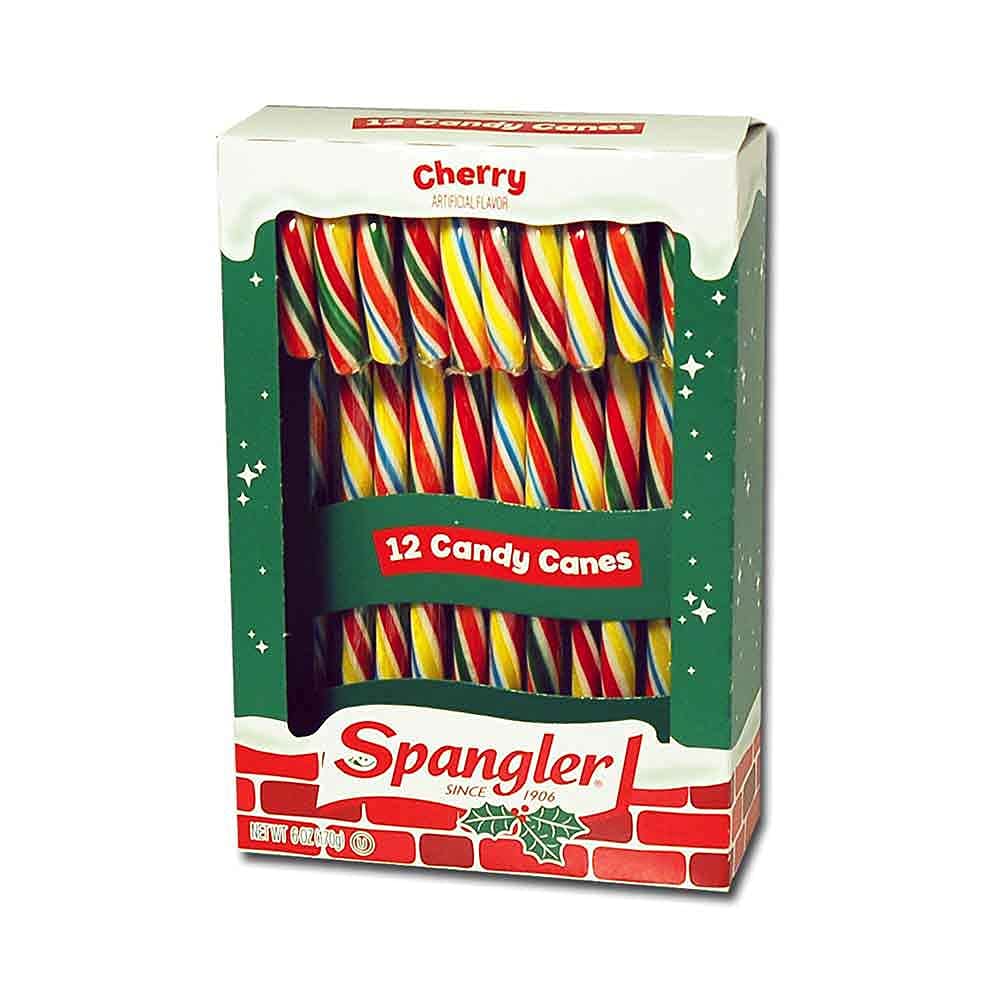 Spangler Multi-Colored Cherry Candy Canes - Red, Green, Yellow, And Blue Stripes - Cherry Flavor, Gluten Free, Ou Kosher - 144 I
