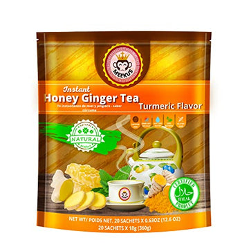 Meekus Instant Ginger Honey Crystals, Instant Ginger Tea, Ginger Tea 18G X 20 Sachets (Turmeric Flavor, 1 Pack)
