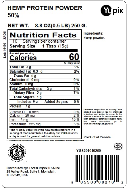 Yupik Powder, Hemp Plant Protein 50%, 8.8 Ounce (Pack of 2)