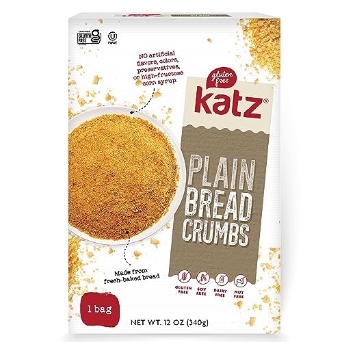 Katz Gluten Free Bread Crumbs Plain Unseasoned. Crispy Flavorful Coating. Perfect For Baking & Cooking. Kosher, Dairy Free, Soy Free, Nut Free. 12 Oz (Pack Of 6)