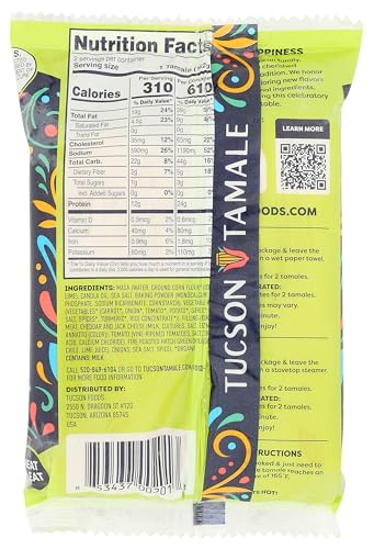 Tucson Tamale Company, Green Chile Pork & Cheese Tamales, 10 Oz (Frozen)