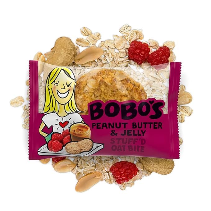Bobos Oat Stuffd Bites, Peanut Butter & Jelly, Gluten Free Snack, 1.3 oz (30 Pack), Vegan, Model 122-D