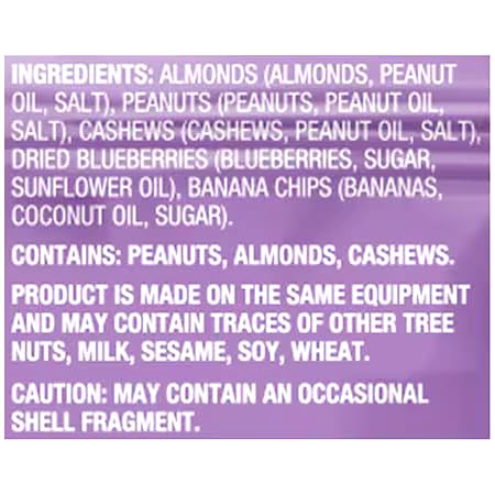 Generic Blueberry Banana Trail Mix - Almonds, Peanuts, Cashews, Dried Blueberries, Banana Chips, 7oz Bag