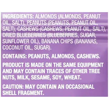 Generic Blueberry Banana Trail Mix - Almonds, Peanuts, Cashews, Dried Blueberries, Banana Chips, 7oz Bag