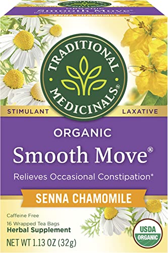 Traditional Medicinals Organic Smooth Move Senna Chamomile Herbal Tea, Relieves Occasional Constipation, (Pack Of 1) - 16 Tea Ba