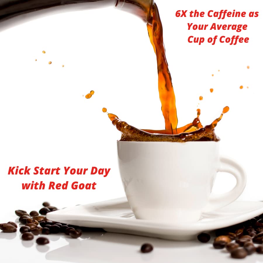 The Red Goat Ground Coffee Beans - 16 OZ - Highest-Caffeine, 1 Cup = 6 Cups, 17,000 UG/G Caffeine