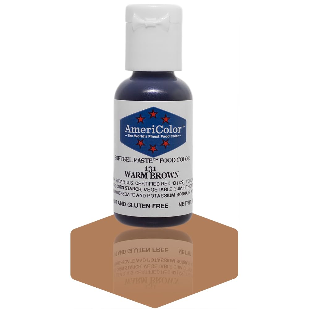 Americolor, Warm Brown, 0.75 Ounce Bottle, Soft Gel Paste Food Color