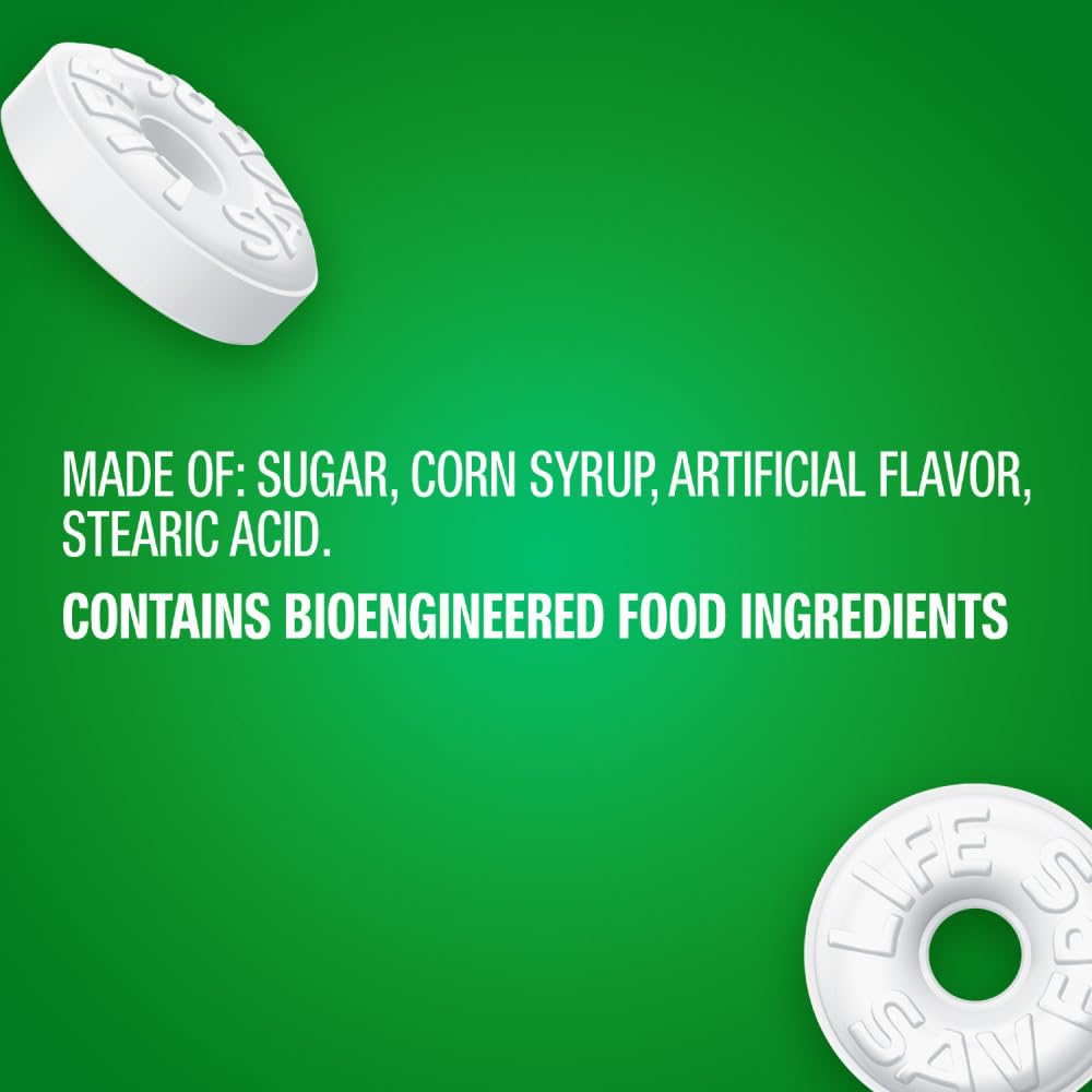 LIFE SAVERS Wint-O-Green Sugar Free Green Bag Individually Wrapped Breath Mints Hard Candy, 6.25 Oz Bag