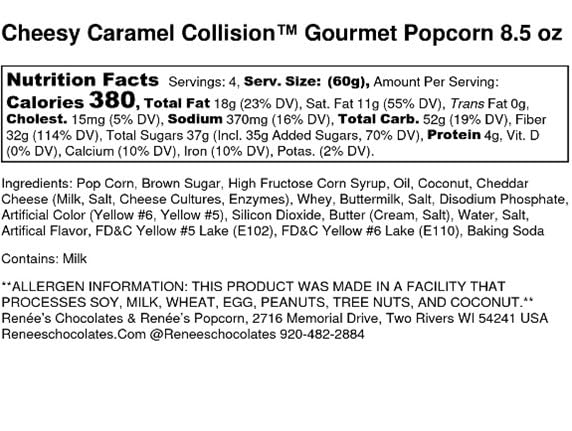 Ren  Es Cheesy Caramel Collision Gourmet Popcorn - Wisconsin Cheddar Cheese Layered Over Our Signature Buttery Caramel Crunch Fr