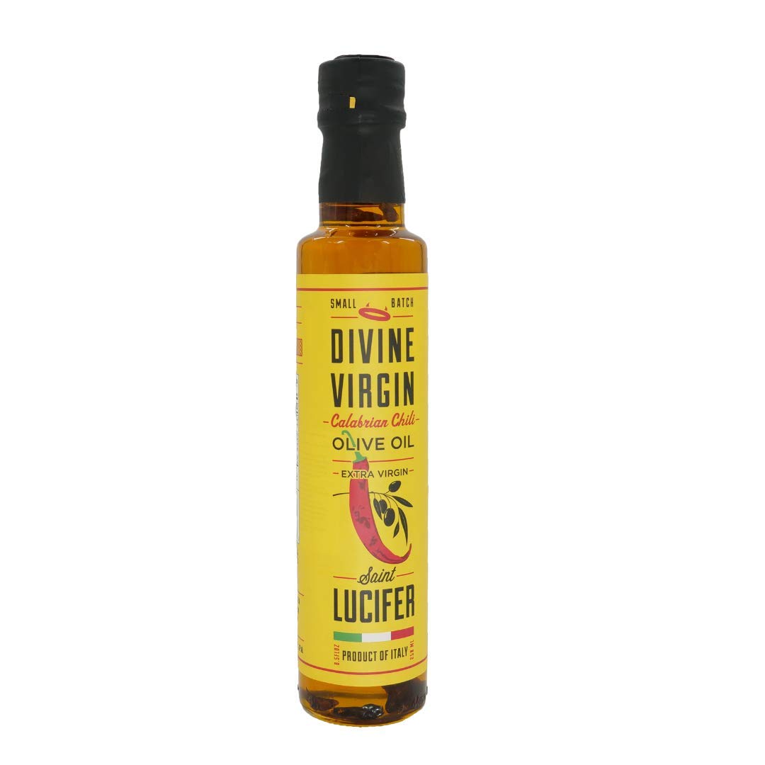 SAINT LUCIFER Calabrian Chili Oil, Gluten Free, Cold Pressed Extra Virgin Olive Oil, 8.5 Fl Oz (Pack of 1)