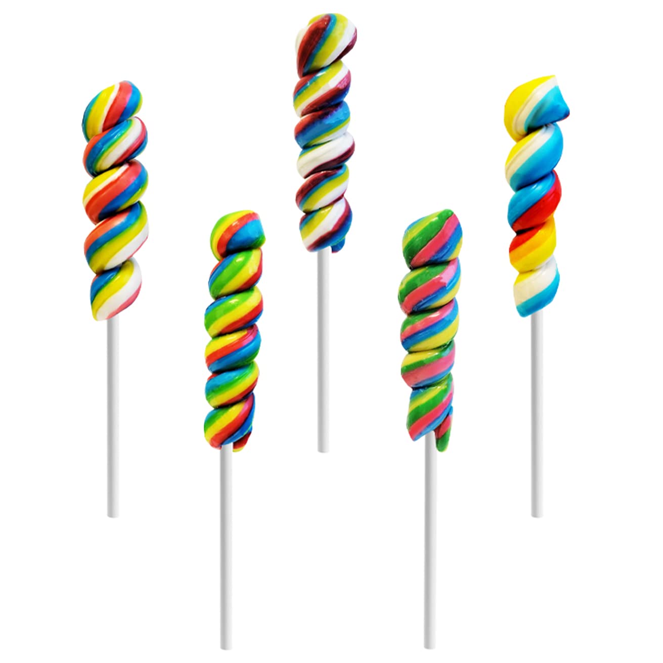 The Dreidel Company Twist Rainbow Lollipop, Mixed Fruit Flavor, 3 Inch, Pack of 12, Multi Color