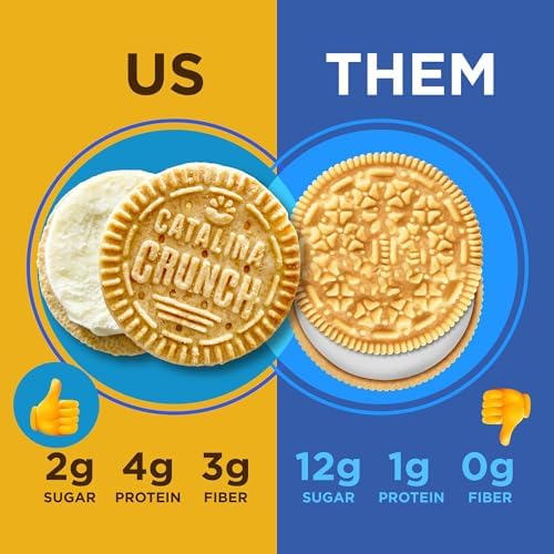 Catalina Crunch Vanilla Creme Sandwich Cookies, Low Carb, Low-Sugar Snacks, Keto Snacks, 8.9 Oz (21 Cookies)