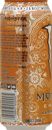 Monster Energy Ultra Sunrise, Sugar Free Energy Drink, 16 Ounce (Pack Of 12)