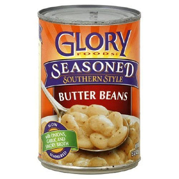 Glory Foods Seasoned Southern Style Butter Beans, 15oz Can, Pack of 6, Set of 2