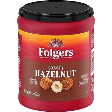 Folgers Toasty Hazelnut Flavored Ground Coffee, 9.6 Ounce Canister (Pack Of 6)