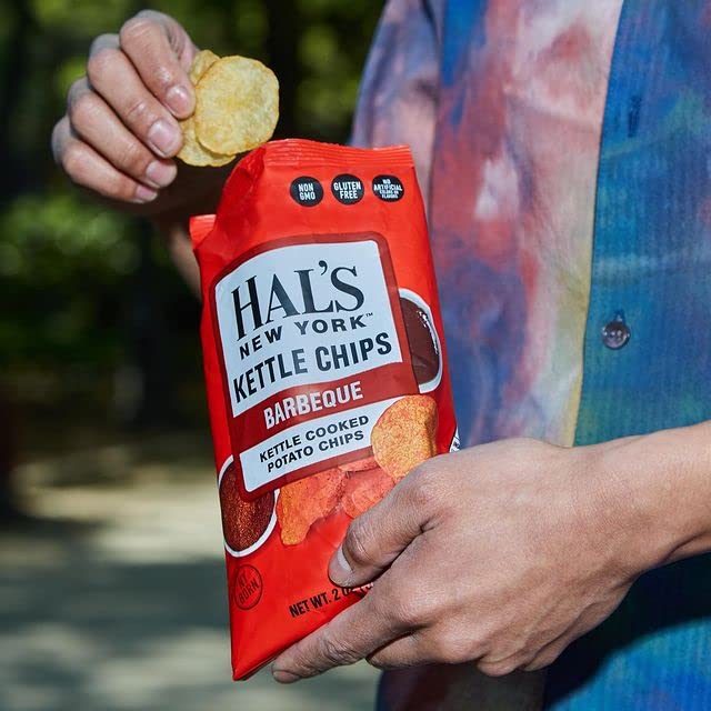 Hal'S New York Kettle Cooked Gluten Free Barbeque Bbq Flavored Potato Chip Crisps, 2 Oz (Pack Of 24)