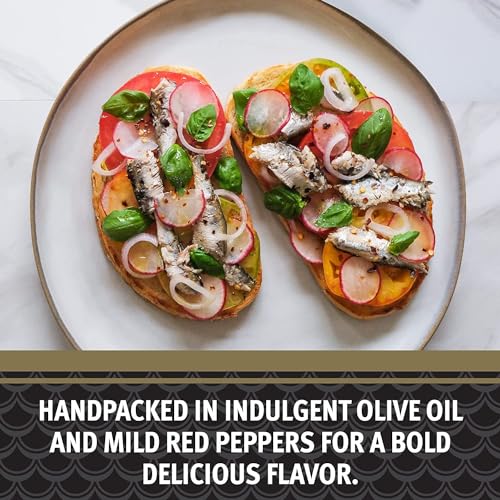 Brunswick Wild Caught Skinless And Boneless Sardines, Served In Olive Oil With Mild Red Peppers, 4.4 Oz (Pack Of 6)