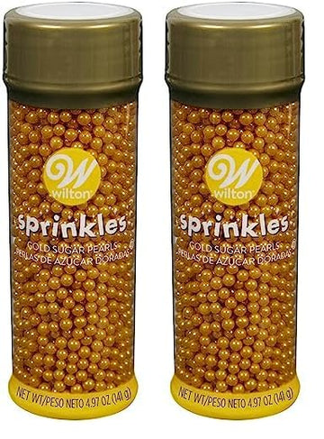 Wilton Sugar Pearls, 141 Gram, Gold, Non Toxic (Pack Of 2)
