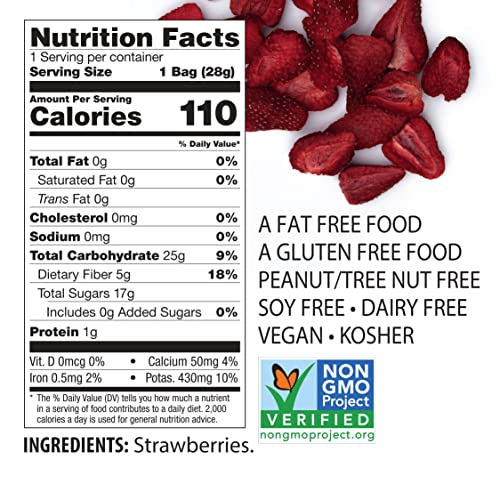 Brothers All Natural Freeze Dried Fruit Crisps, Strawberry, 1 Oz (Pack of 8), Made with 100% Fruit, Gluten Free, Soy Free, Vegan