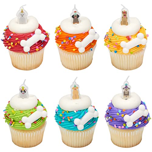 White Dog, Cat Or Animal Bone Edible Sugar Cake Toppers, 12 Count