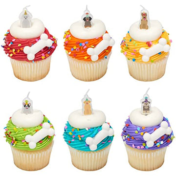 White Dog, Cat Or Animal Bone Edible Sugar Cake Toppers, 12 Count