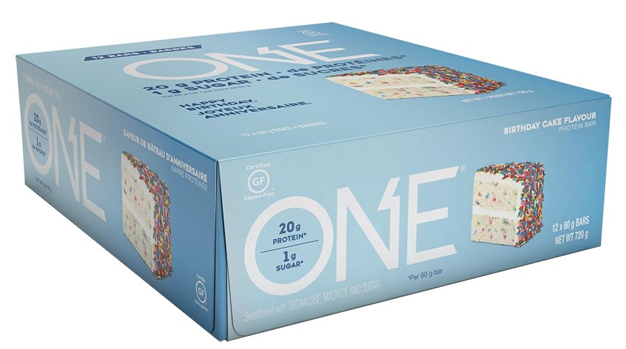 One Protein Bars, Birthday Cake, Gluten Free Protein Bars With 20G Protein And Only 1G Sugar, Guilt-Free Snacking For High Prote