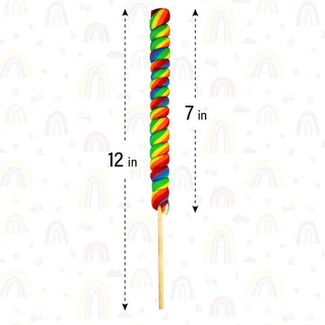 6 Jumbo Rainbow Lollipops 12'' Inch Individually Wrapped (Non Broken), Mixed Fruit Flavor One Foot Long Suckers Carnival Lollipo
