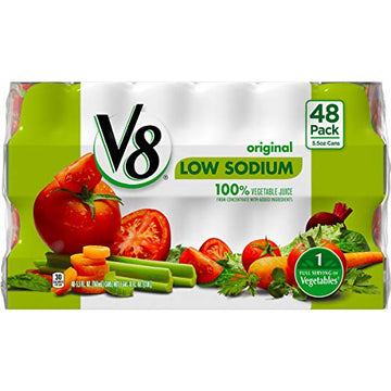 V8 Low Sodium 100% Vegetable Juice, 5.5 Oz. Can (Pack Of 48)