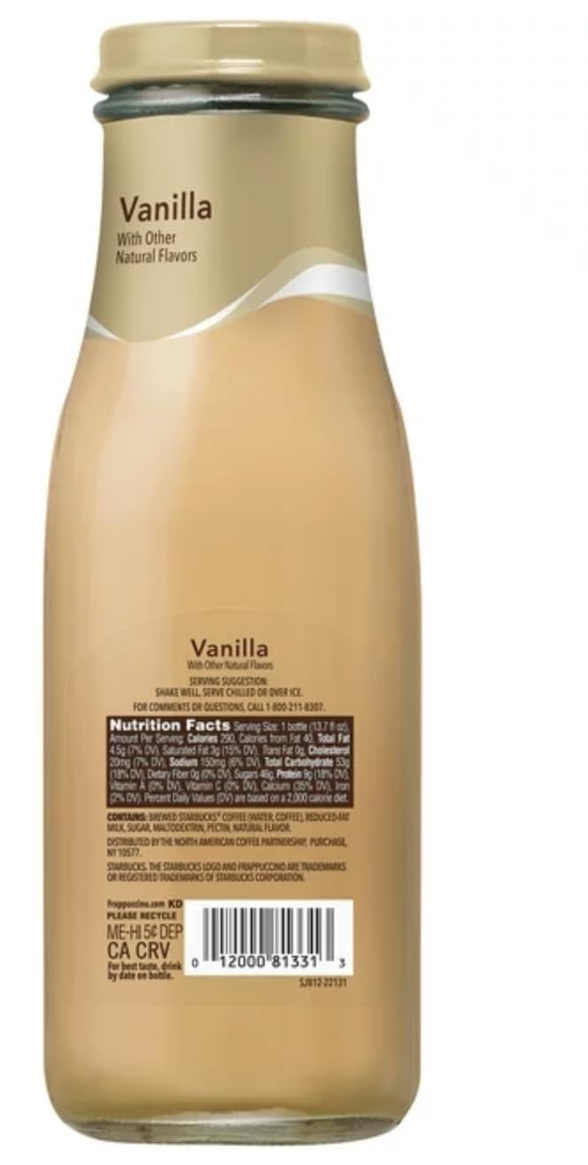 Starbucks Coffee Frappuccino Coffee Drink, Vanilla Flavor, 13.7 Fl. Oz. (Pack Of 6)